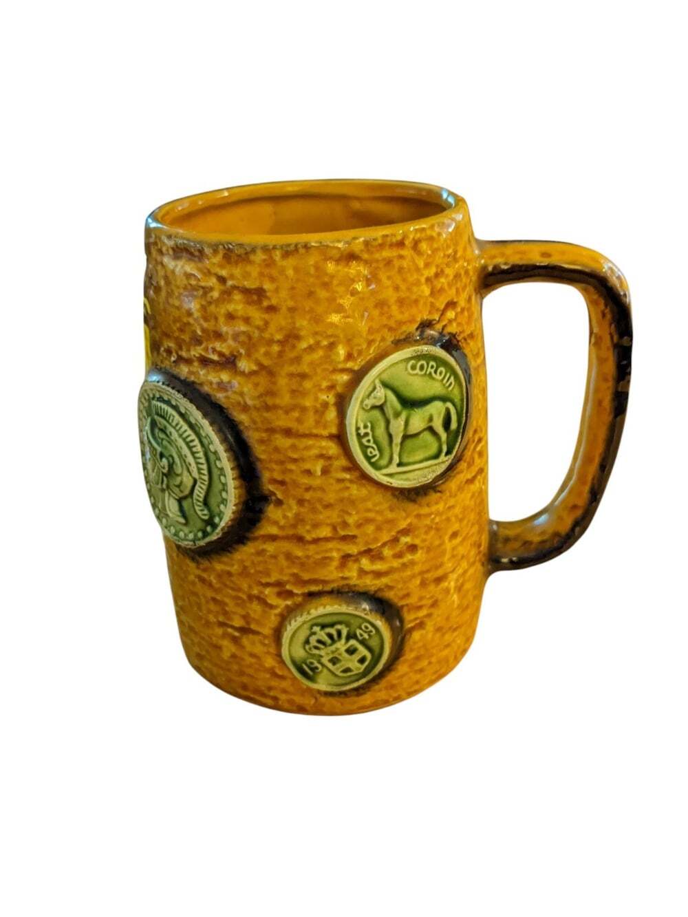Rare Vintage Japanese Yiamasi Anceint Greek Drachma Mug Stein Gold Green